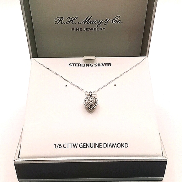 Womens R.H. Macy & Co. Diamond Heart Pendant And Necklace With Hea…